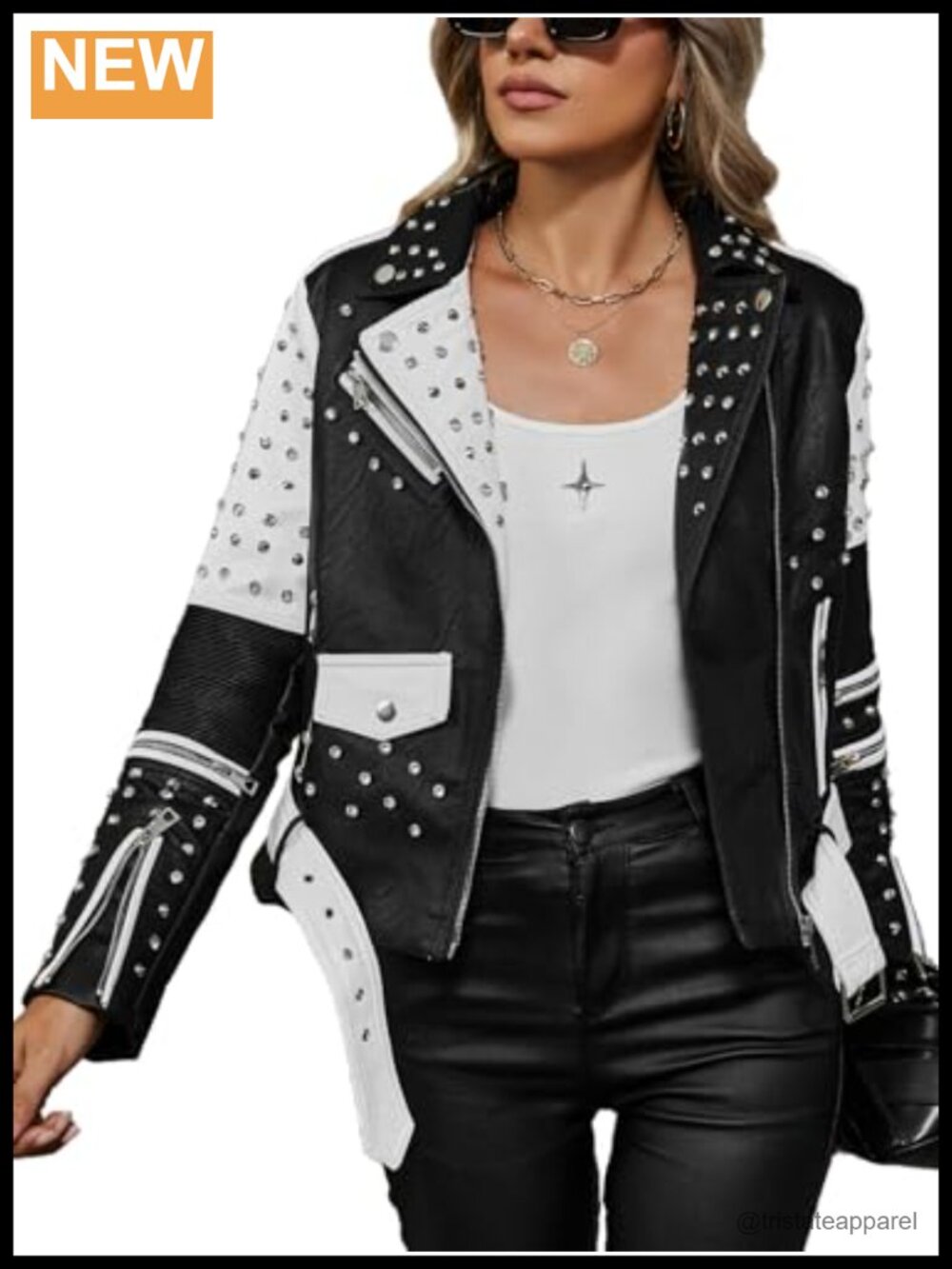 Women's Faux Leather Color-Block Moto Zip Up Jacket Cropped